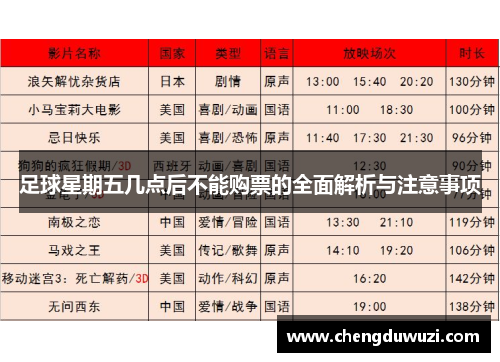 足球星期五几点后不能购票的全面解析与注意事项